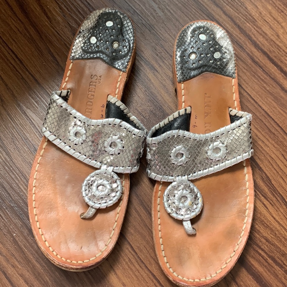 Jack Rogers silver/gray metallic Navajo sandals